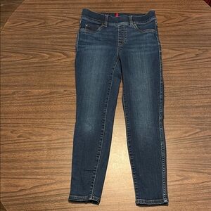 Spanx Small Pull On Skinny Ankle Denim Jeans #20342Q Medium Wash Blue